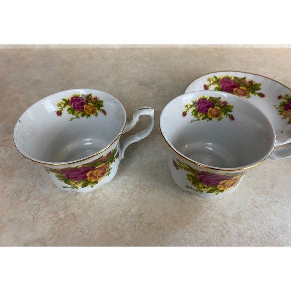 Crown Imperial Fine China Made In Romania Set Of 2 Tea Cups And Saucers - Picture 6 of 11